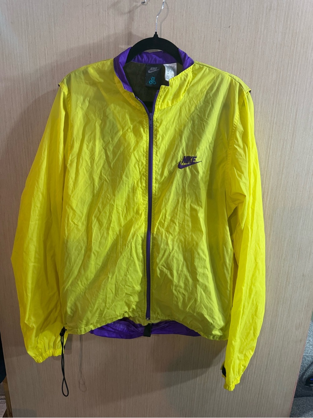 Vintage Nike ACG Yellow & Purple Zip Up Windbreaker Jacket Size Medium
